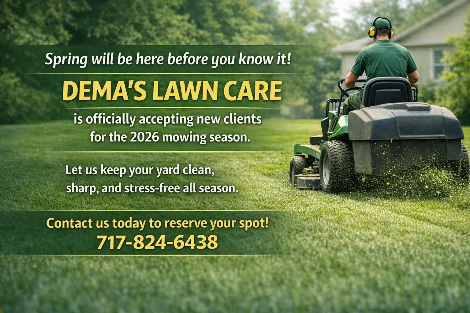 Dema's Lawn Care crew ready for residential lawn service in Ephrata